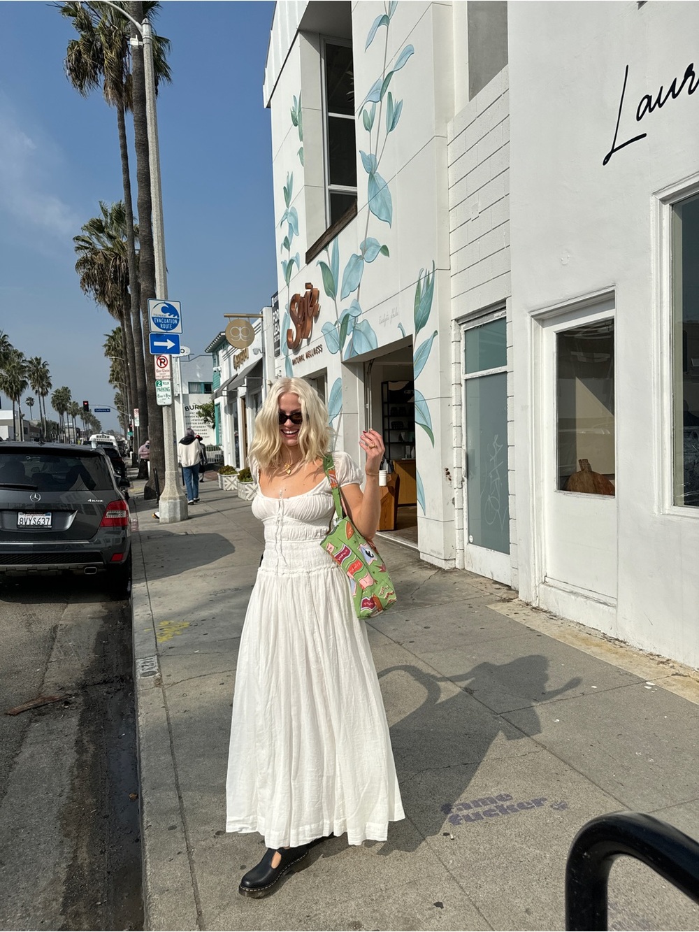 White free people maxi flowy tie back dress